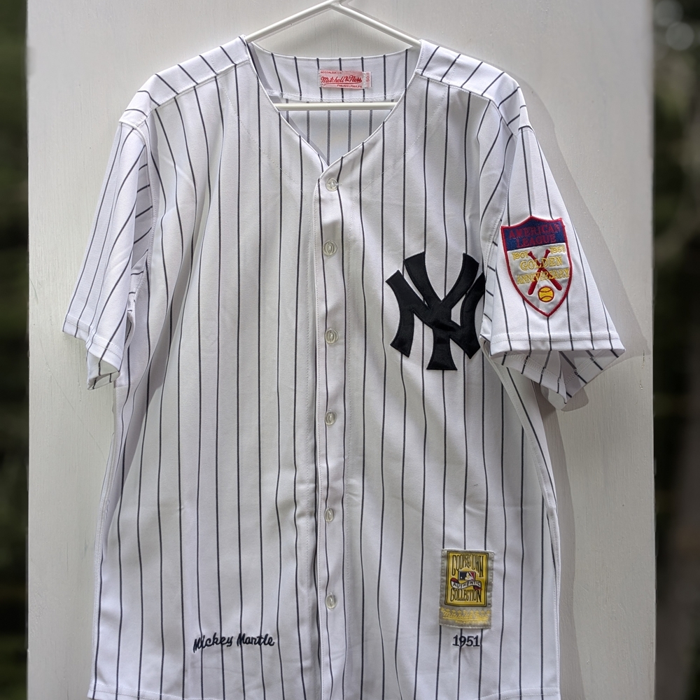 Mitchell & Ness White Pinstripe Baseball Jersey